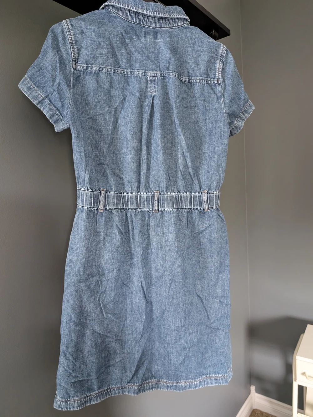 J. Crew Short-Sleeve Denim Mini Dress in Blue